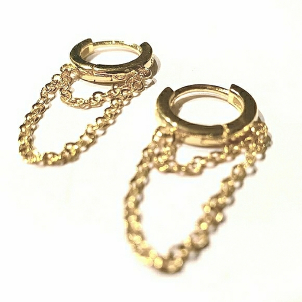 .925 Sterling Silver: double layer tassel hoop earrings - Picture 2 of 6
